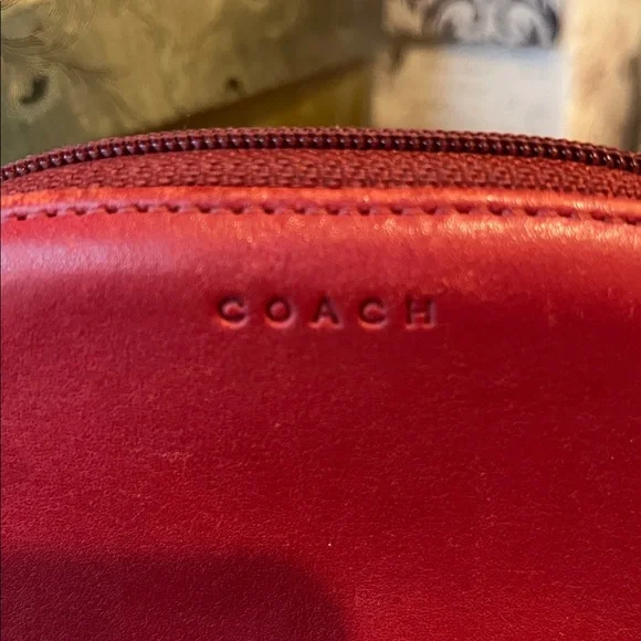 Coach Vintage Cherry Red Leather Mini Pouch Beautiful - Picture 2 of 11